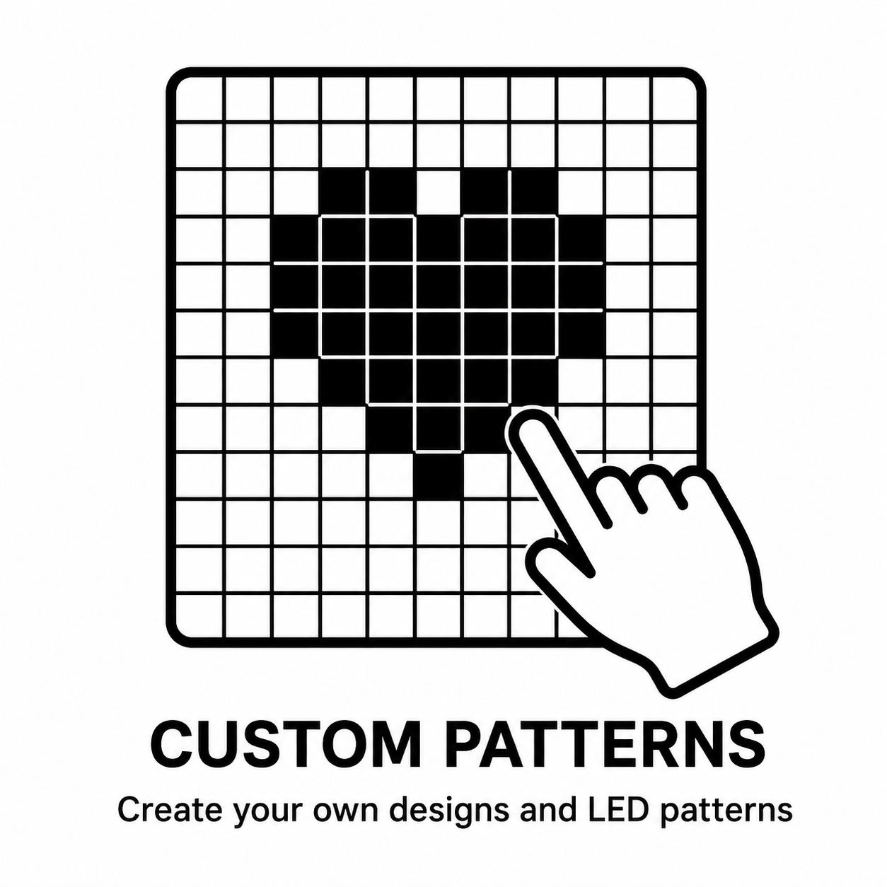 A grid hat show a custom pattern being crated by finger on the Bittunnel mobile app.